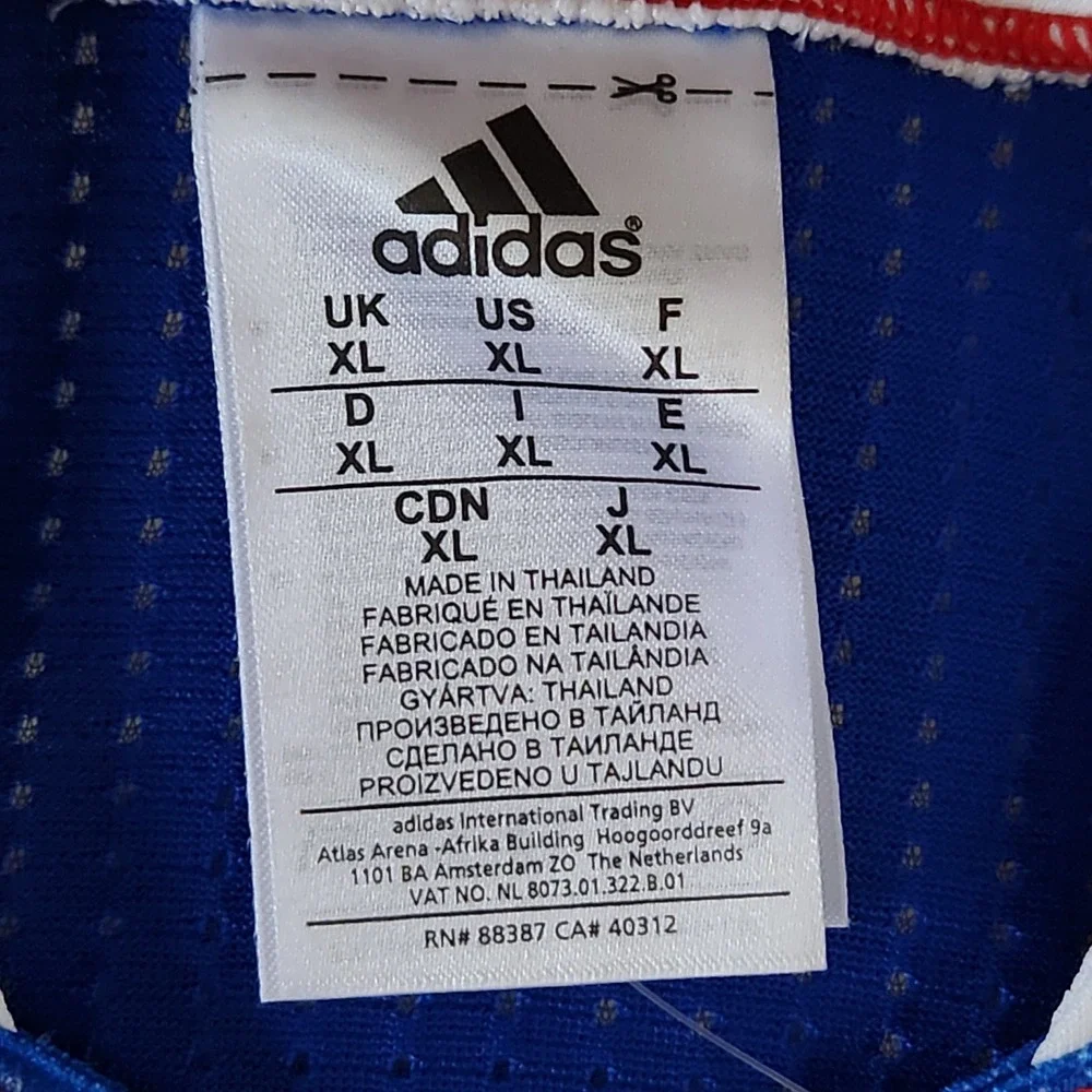 France Adidas FIBA Olympics Basketball World Cup Jersey Mens XL Blue‎ FFBB NEW